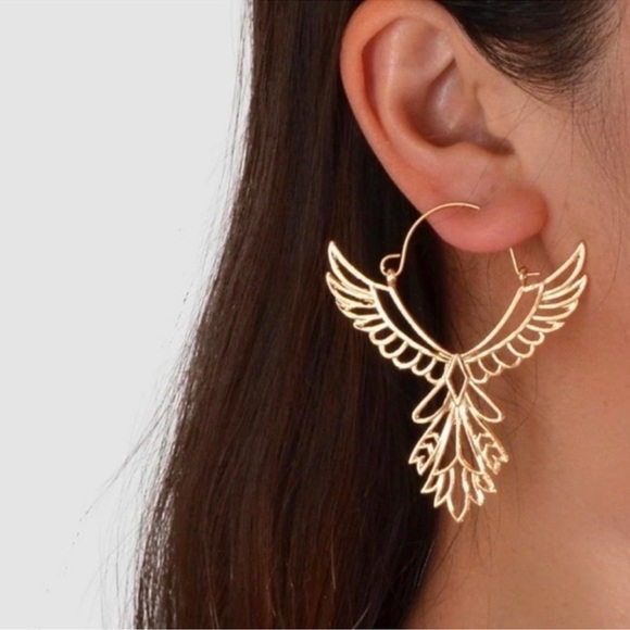 THUNDERBIRD FREE BIRD EARRINGS IN GOLD - Picture 1 of 5